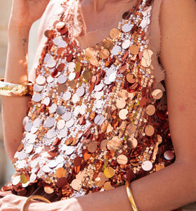 Sequin Embellished Sleeveless Tank Top