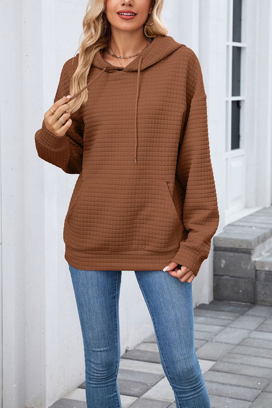Textured Casual Hoodie with Pocket