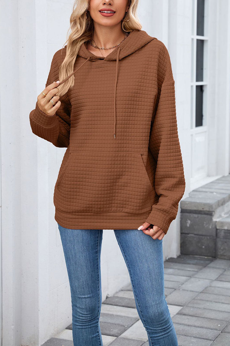 Textured Casual Hoodie with Pocket