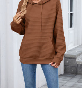 Textured Casual Hoodie with Pocket