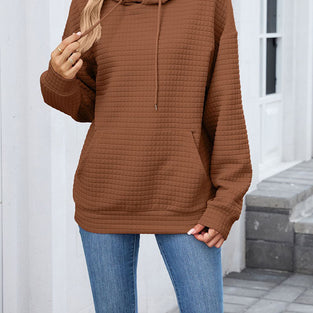 Textured Casual Hoodie with Pocket