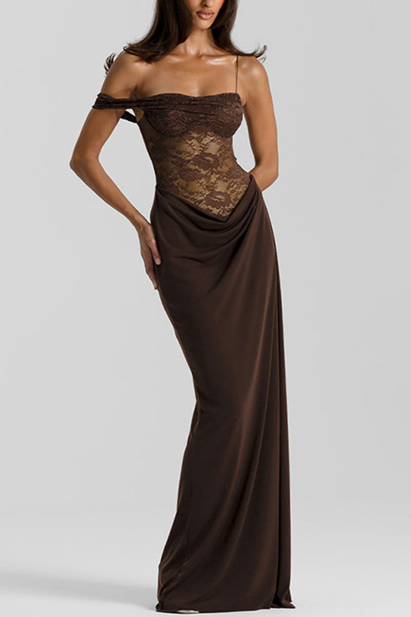 Off-Shoulder Lace Bodycon Casual Dress