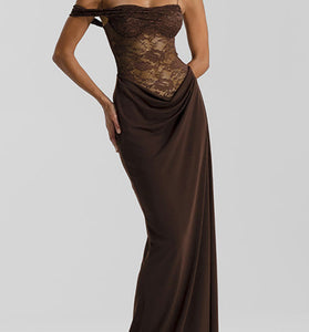 Off-Shoulder Lace Bodycon Casual Dress