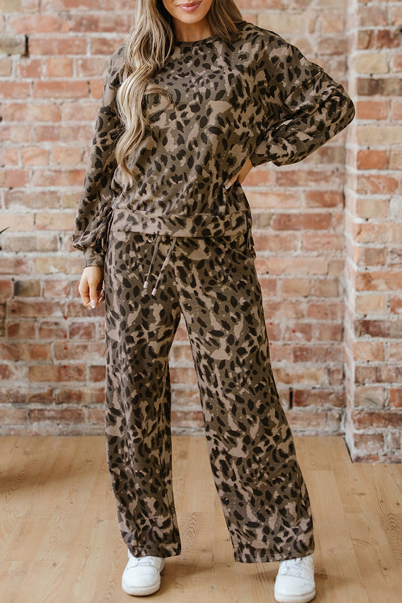 Leopard Print Relaxed Pants Set