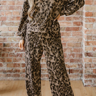 Leopard Print Relaxed Pants Set