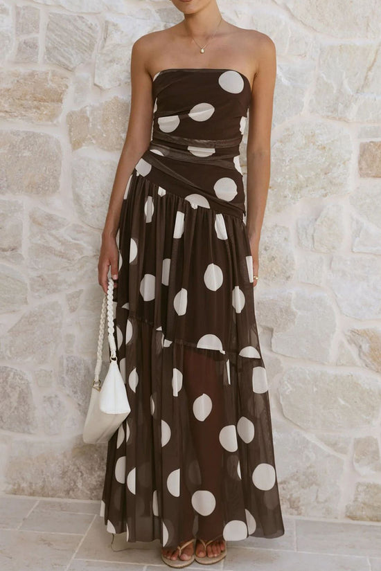Polka Dot Strapless Maxi Dress