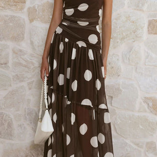 Polka Dot Strapless Maxi Dress