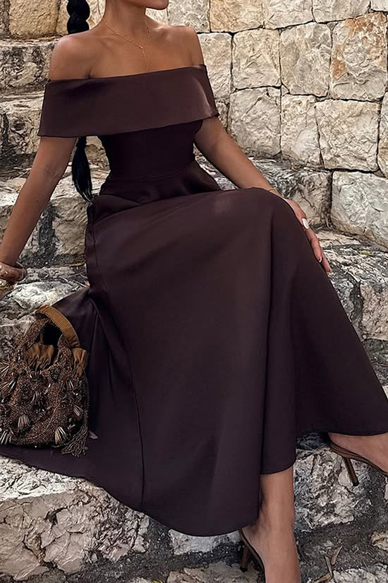 Off-Shoulder Maxi Dress with Pockets