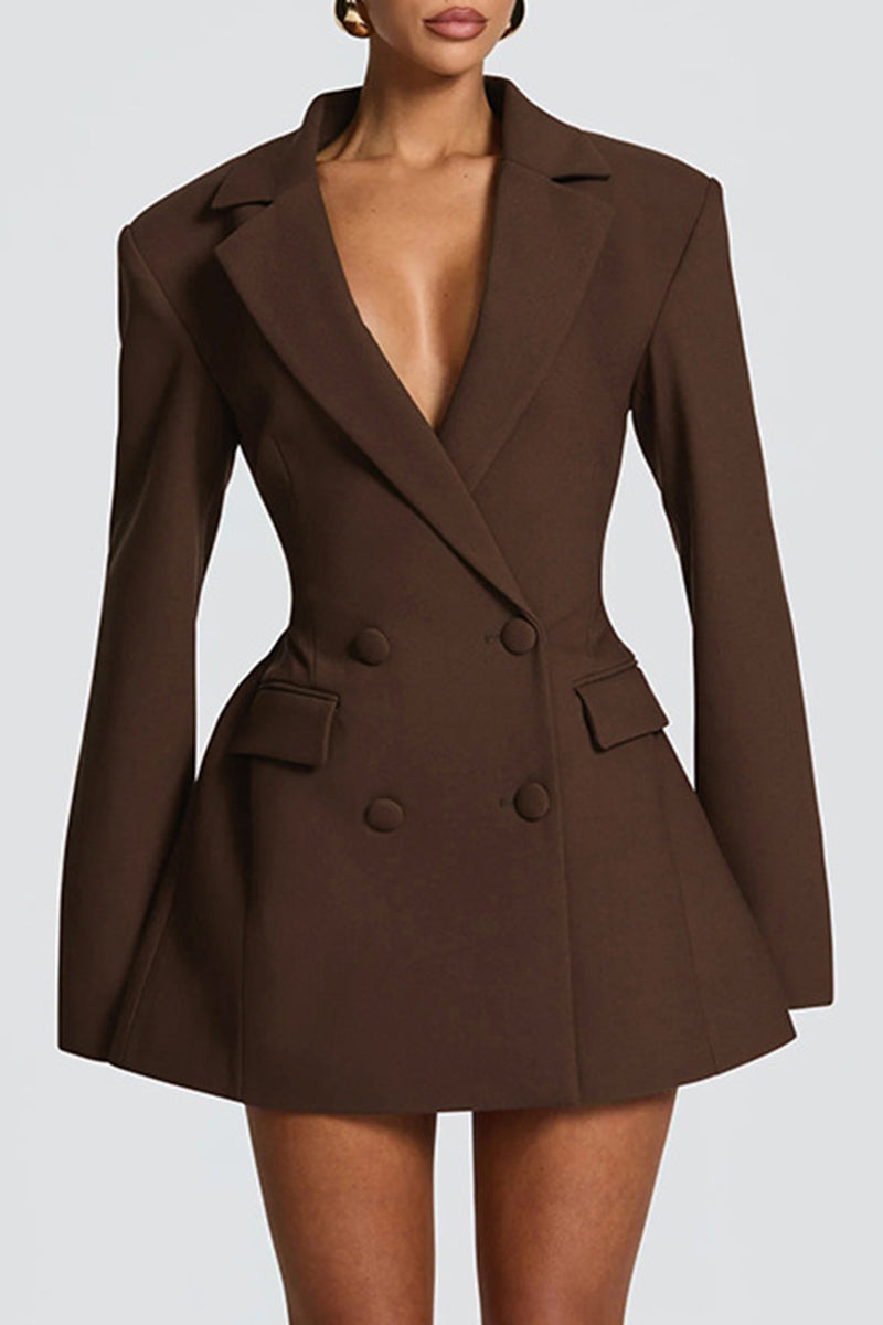 Tailored Double-Breasted Blazer Dress