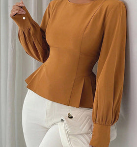Peplum Long Sleeve Blouse