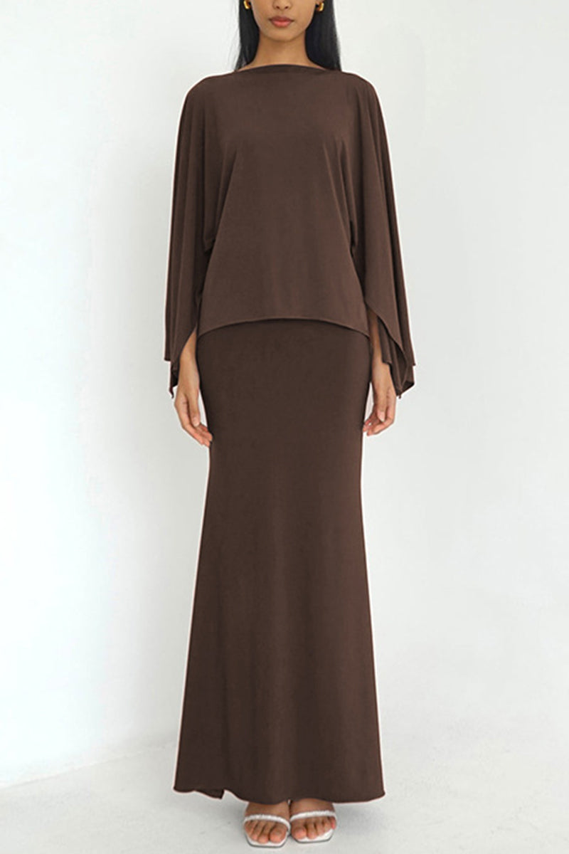 Elegant Long Sleeve Skirt Set