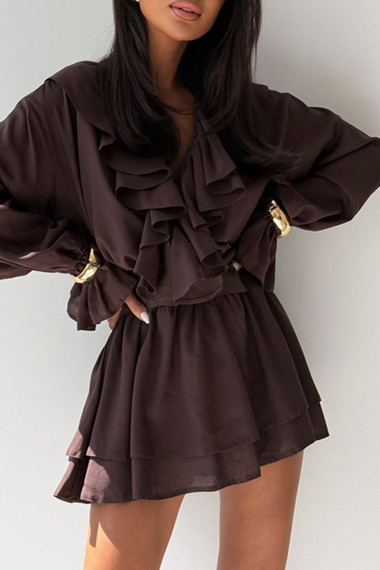 Ruffled Long Sleeve Casual Dress