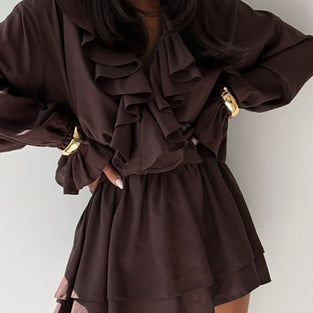 Ruffled Long Sleeve Casual Dress