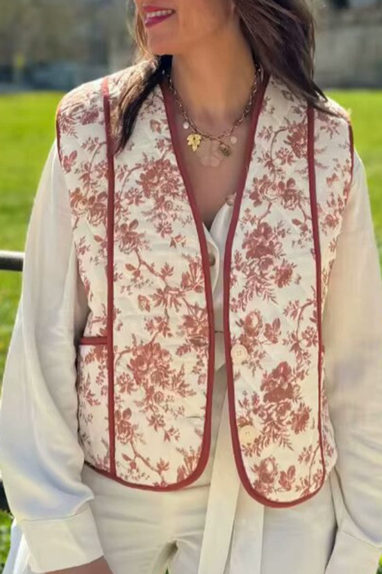 Floral Quilted Sleeveless Vest