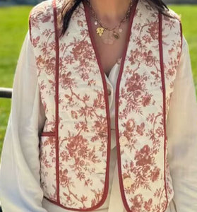 Floral Quilted Sleeveless Vest