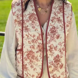 Floral Quilted Sleeveless Vest