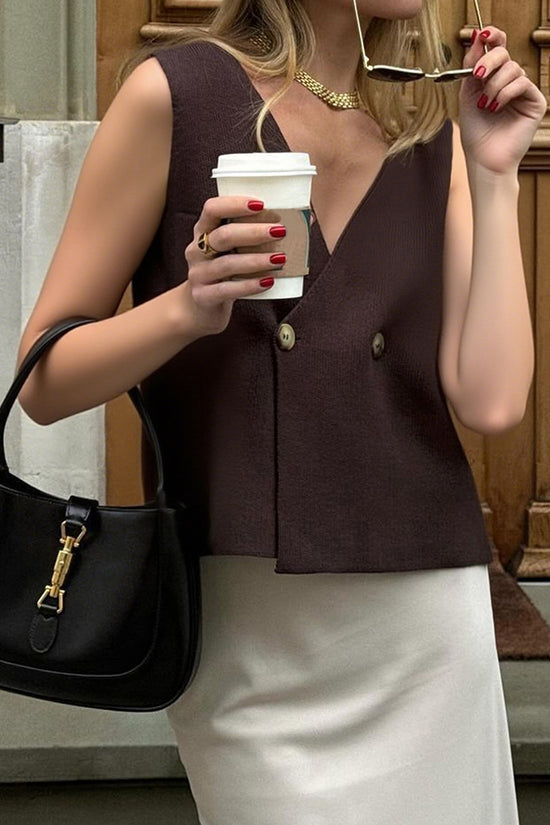 Stylish Double-Breasted Sleeveless Vest