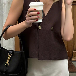 Stylish Double-Breasted Sleeveless Vest
