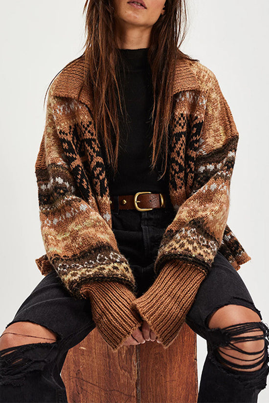 Vintage Pattern Knit Cardigan