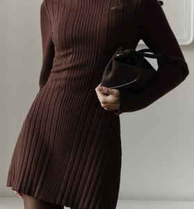 Ribbed Knit Long Sleeve Casual Dress