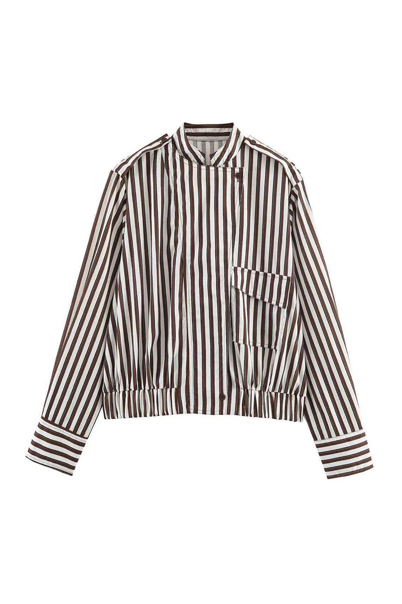 Striped Stand Collar Jacket