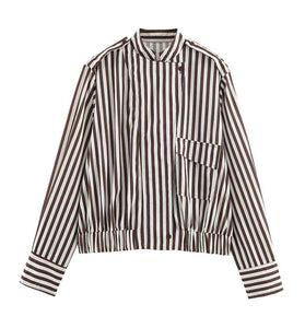 Striped Stand Collar Jacket