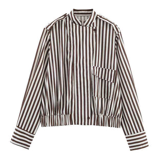 Striped Stand Collar Jacket