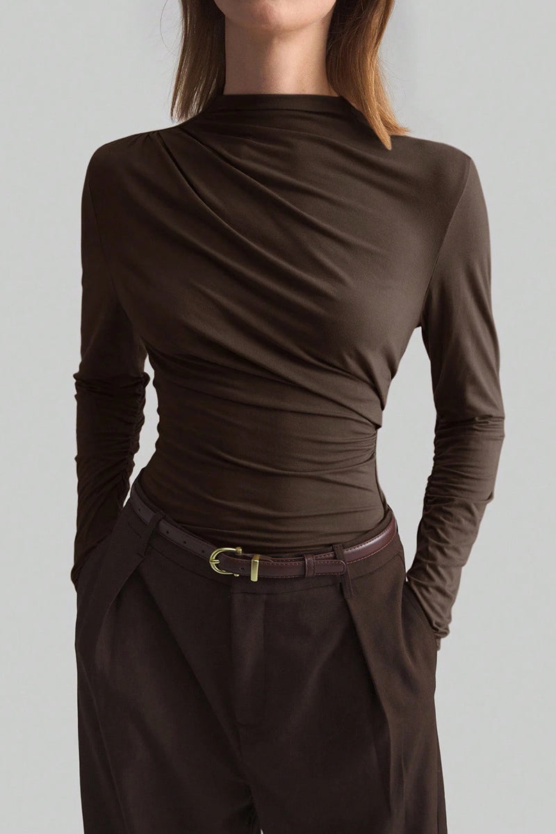 Elegant Draped Long Sleeve Top