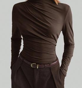Elegant Draped Long Sleeve Top