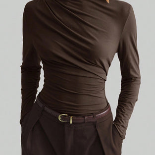 Elegant Draped Long Sleeve Top