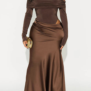 Off-Shoulder Long Sleeve Casual Dress