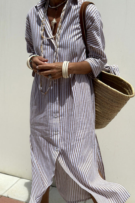 Striped Belted Shirt Dress