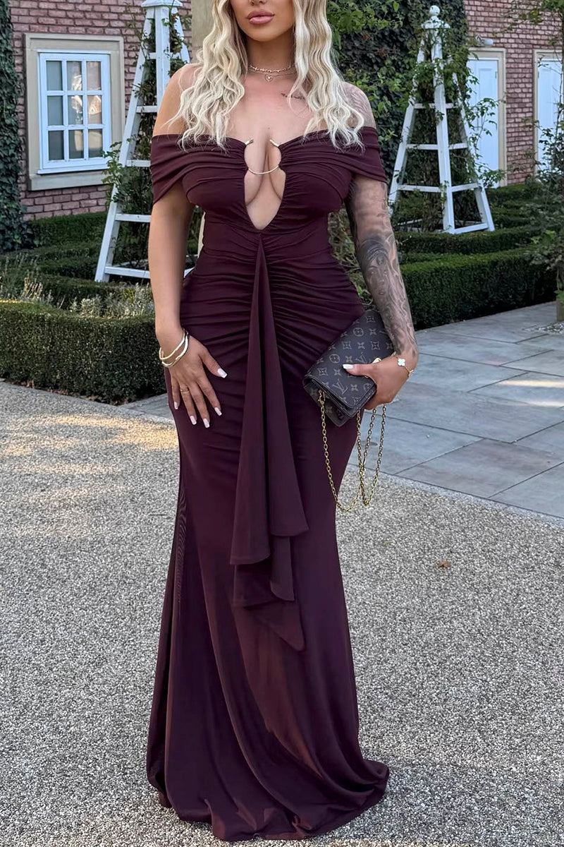 Off-Shoulder Ruched Maxi Dress