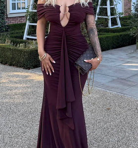Off-Shoulder Ruched Maxi Dress