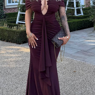 Off-Shoulder Ruched Maxi Dress