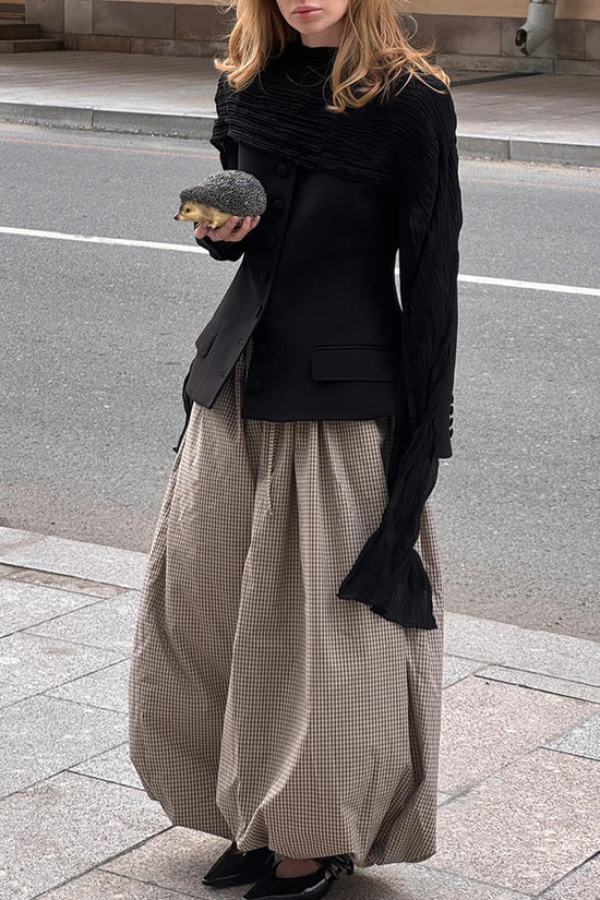 Plaid Wide-Leg Casual Pants