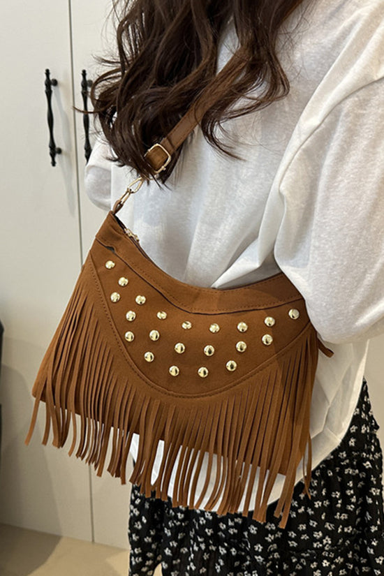 Fringe Studded Shoulder Bag