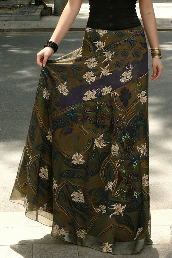 Floral Patterned Midi Skirt