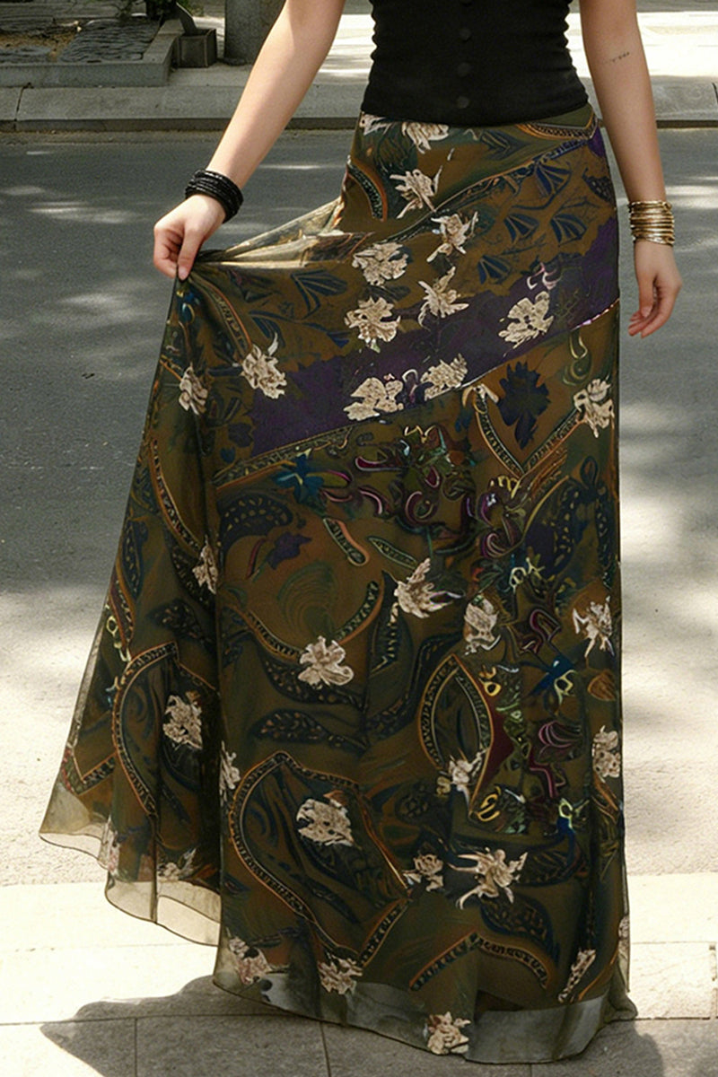 Floral Patterned Midi Skirt