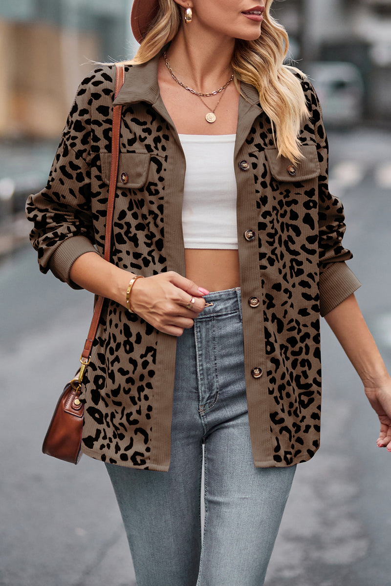 Leopard Print Button-Up Blouse