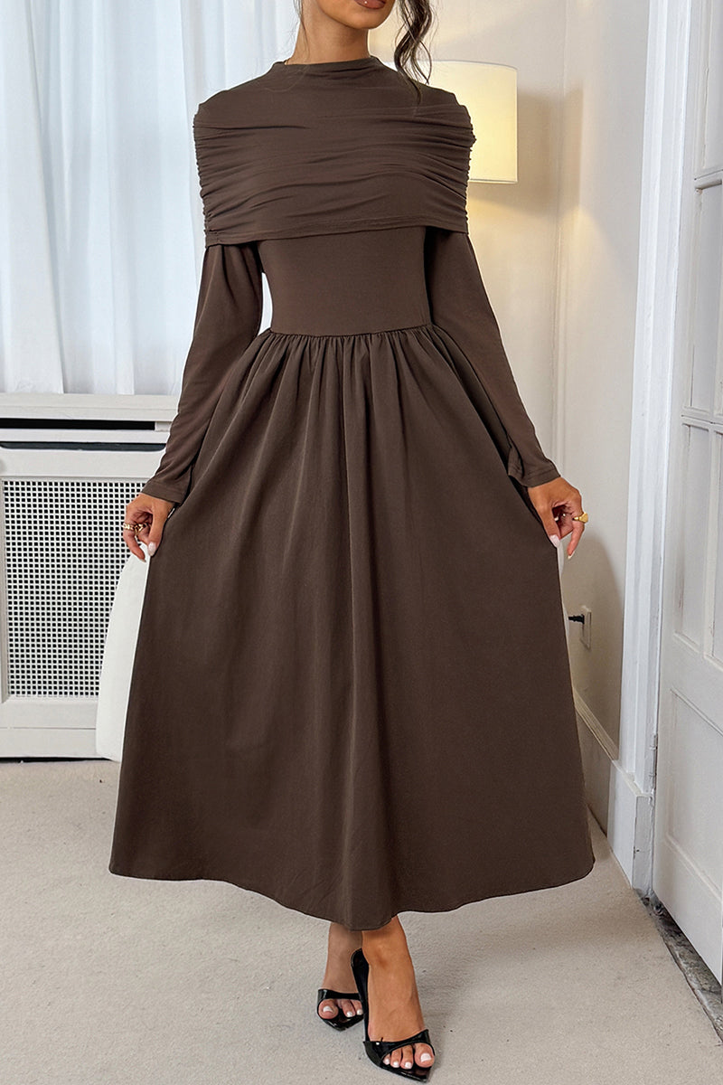 Elegant Long-Sleeve Midi Dress