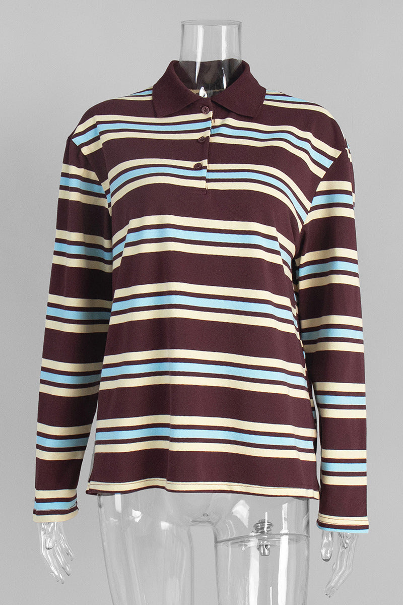 Striped Collared Long Sleeve Shirt