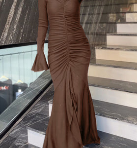 Long Sleeve Ruched Maxi Dress