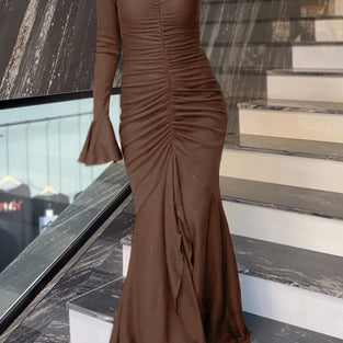 Long Sleeve Ruched Maxi Dress