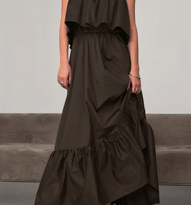 Strapless Ruffle Maxi Dress