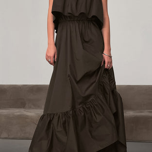 Strapless Ruffle Maxi Dress