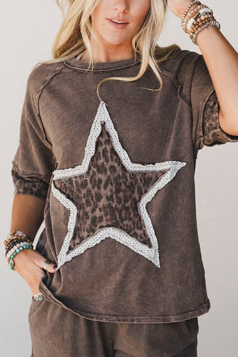 Star Patterned Casual T-Shirt
