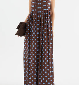 Polka Dot Sleeveless Maxi Dress