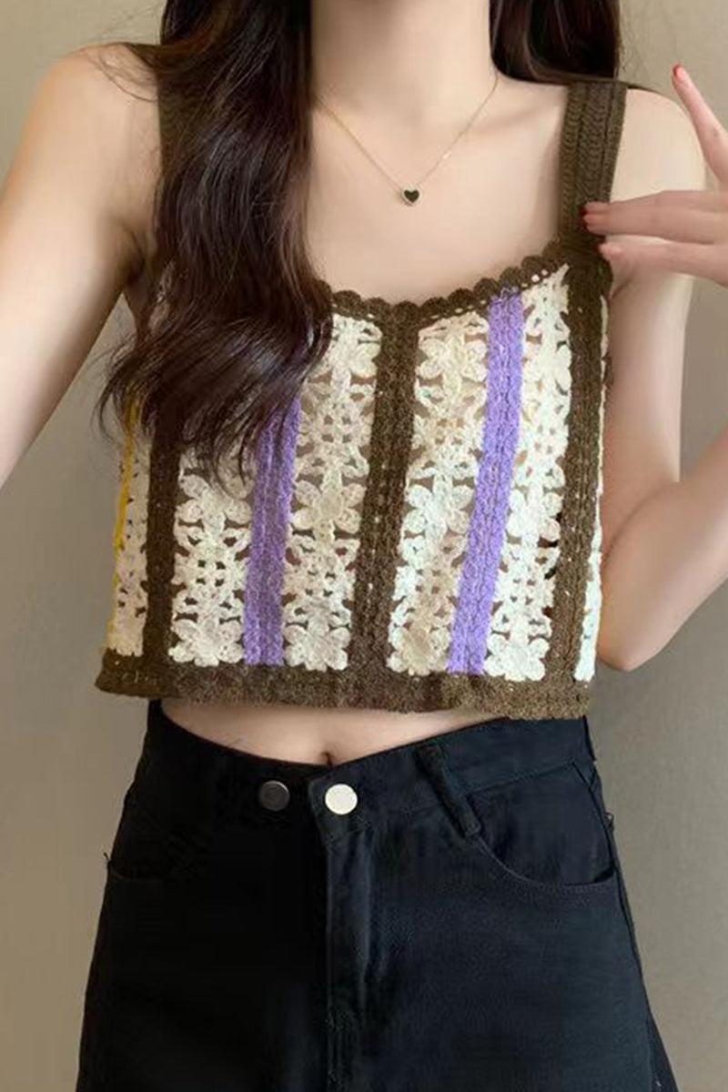 Crochet Floral Patchwork Tank Top