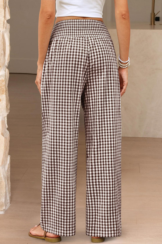 Checkered Wide-Leg Casual Pants